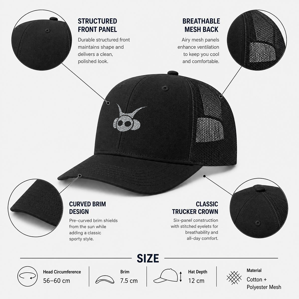 Astro head Embroidery Curved Mesh Cap