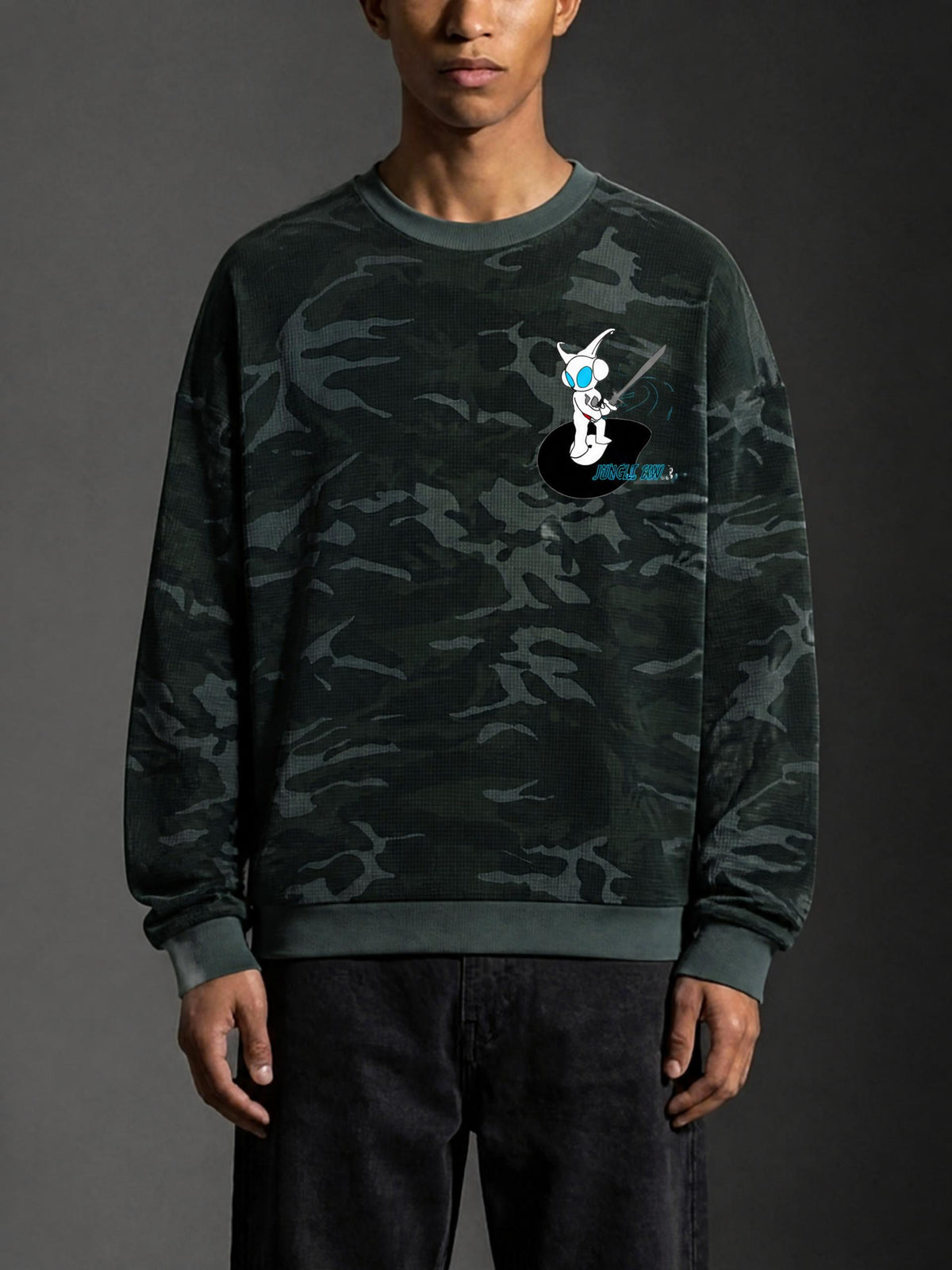 Jungle Sky Waffle Boxy LS -T