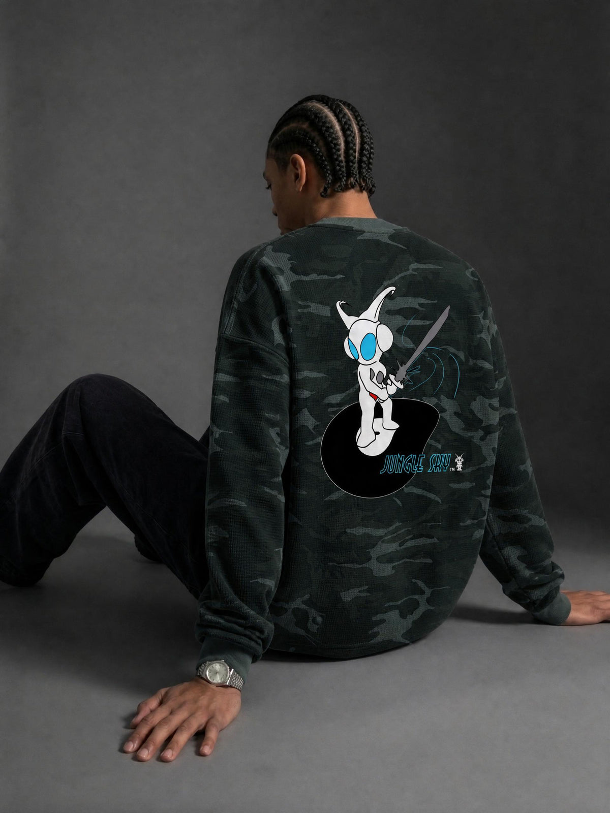 Jungle Sky Waffle Boxy LS -T