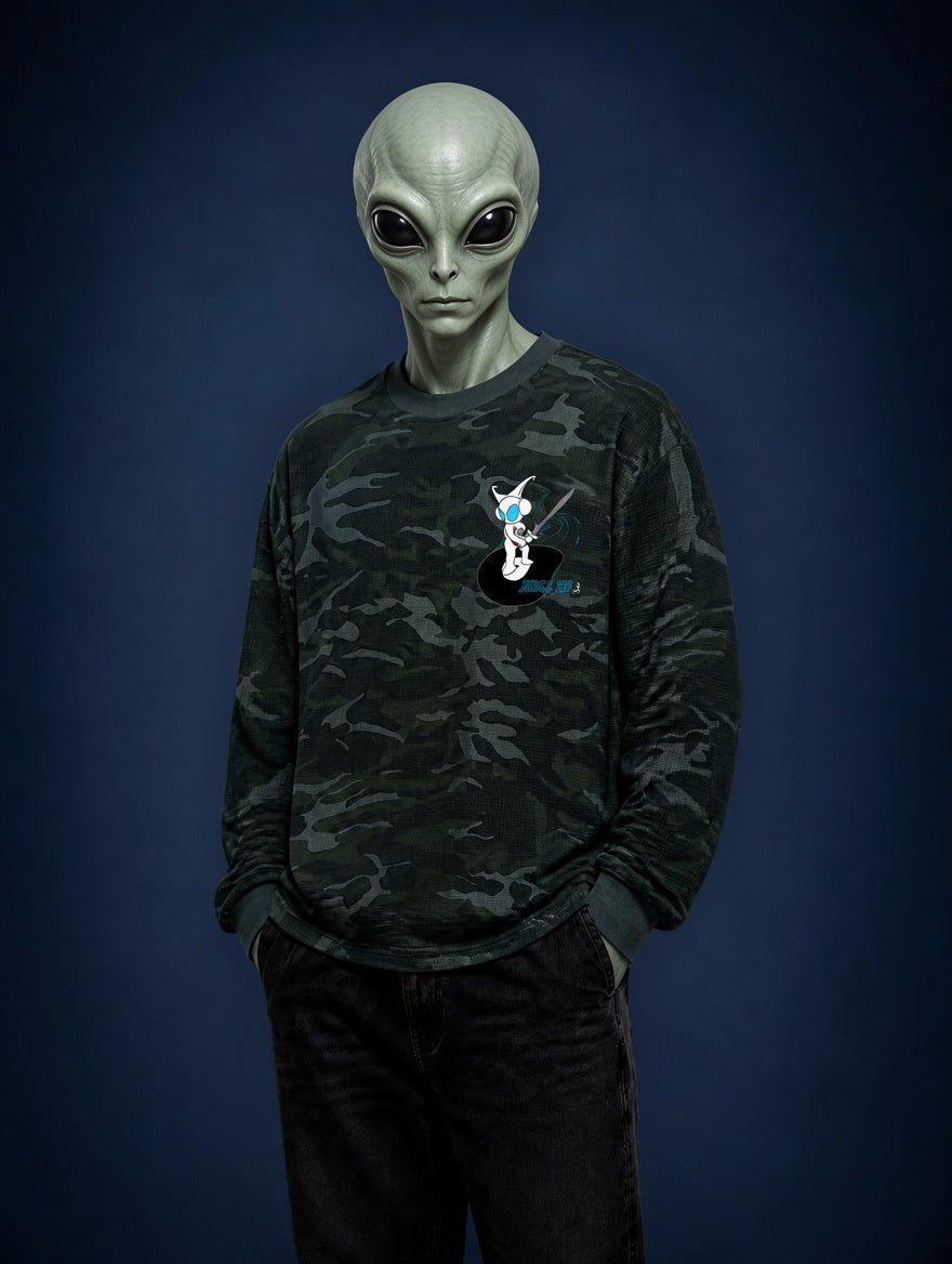 Jungle Sky Waffle Boxy LS -T