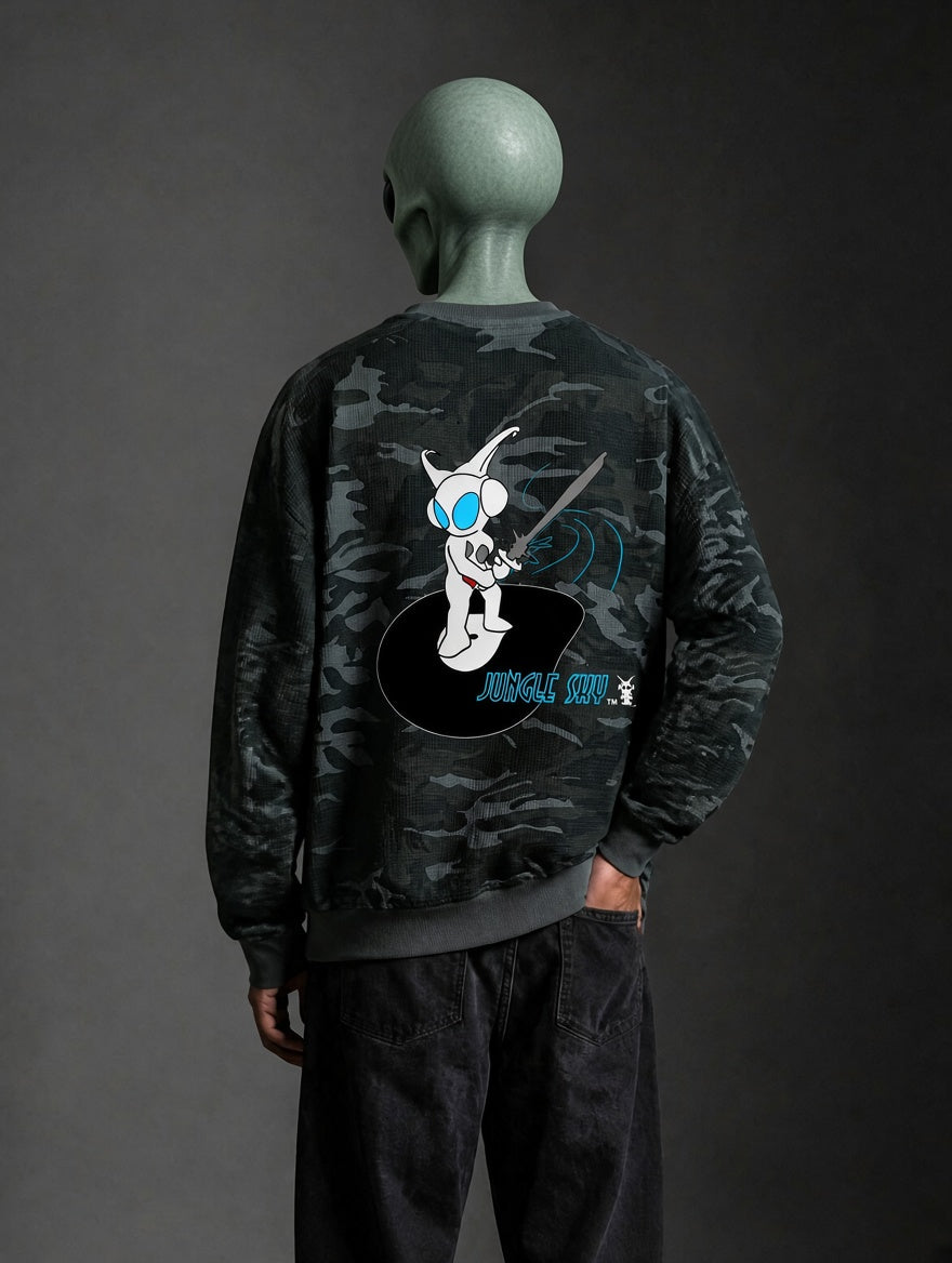 Jungle Sky Waffle Boxy LS -T